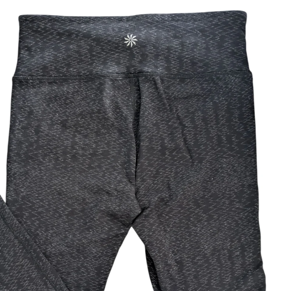 Athleta Salutation High Rise 7/8 Length Black Gray Zig Zag Textured Leggings S